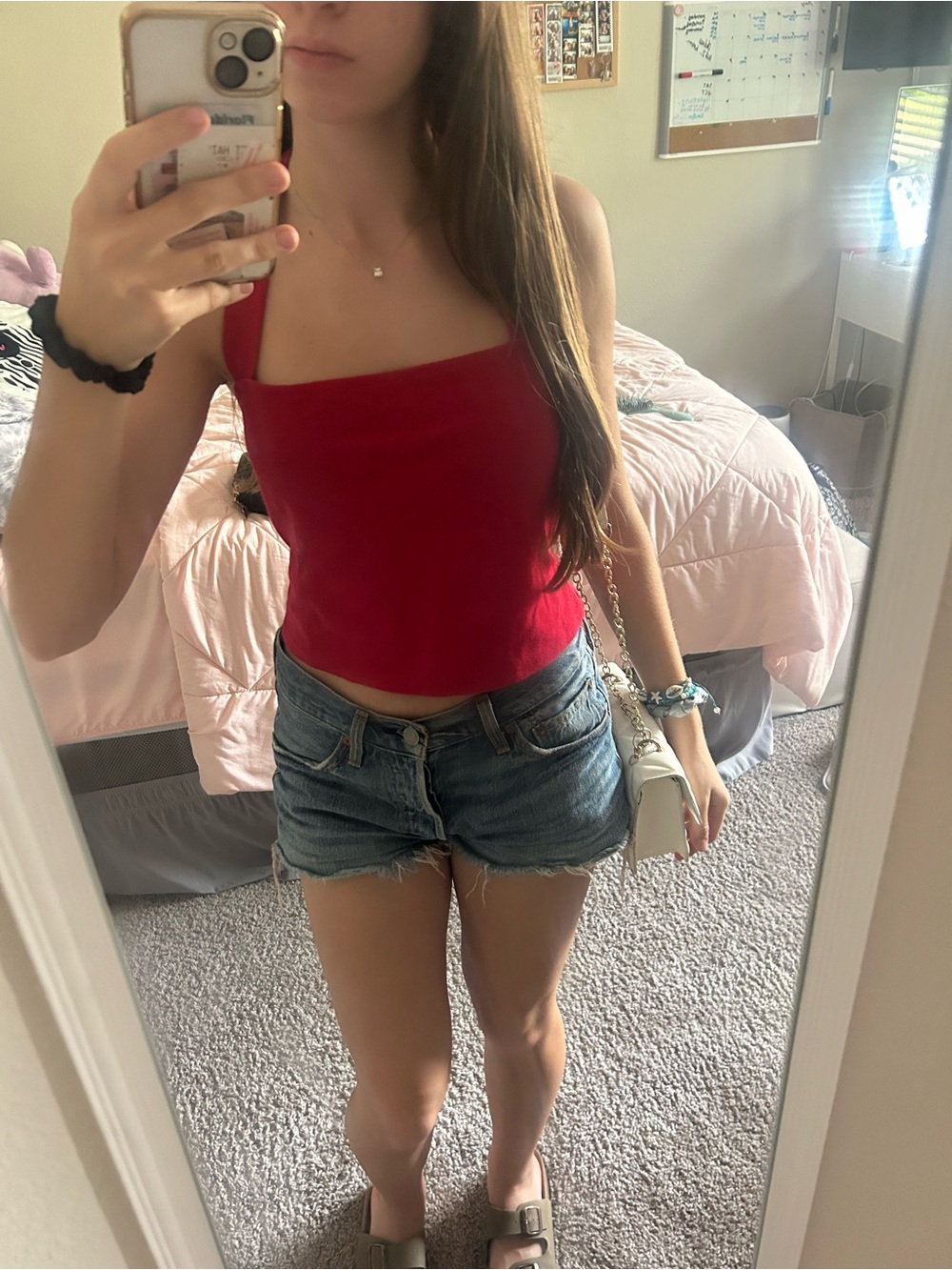 No Boundaries Red Square-Neck Camisole